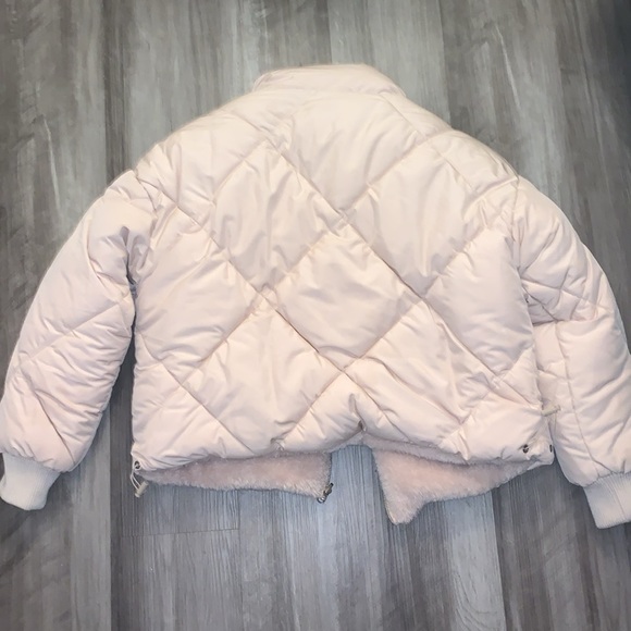 Tan Quilted Faux Fur Lined Bomber Puffer Jacket - Picture 3 of 3